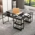 4 Shelf L-Shaped Wooden Desk with Storage - Black