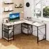 4 Shelf L-Shaped Wooden Desk with Storage - Natural