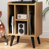 4 Shelf Record Player Stand with Power Outlet - Brown
