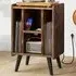4 Shelf Record Player Stand with USB Charging Port - Brown