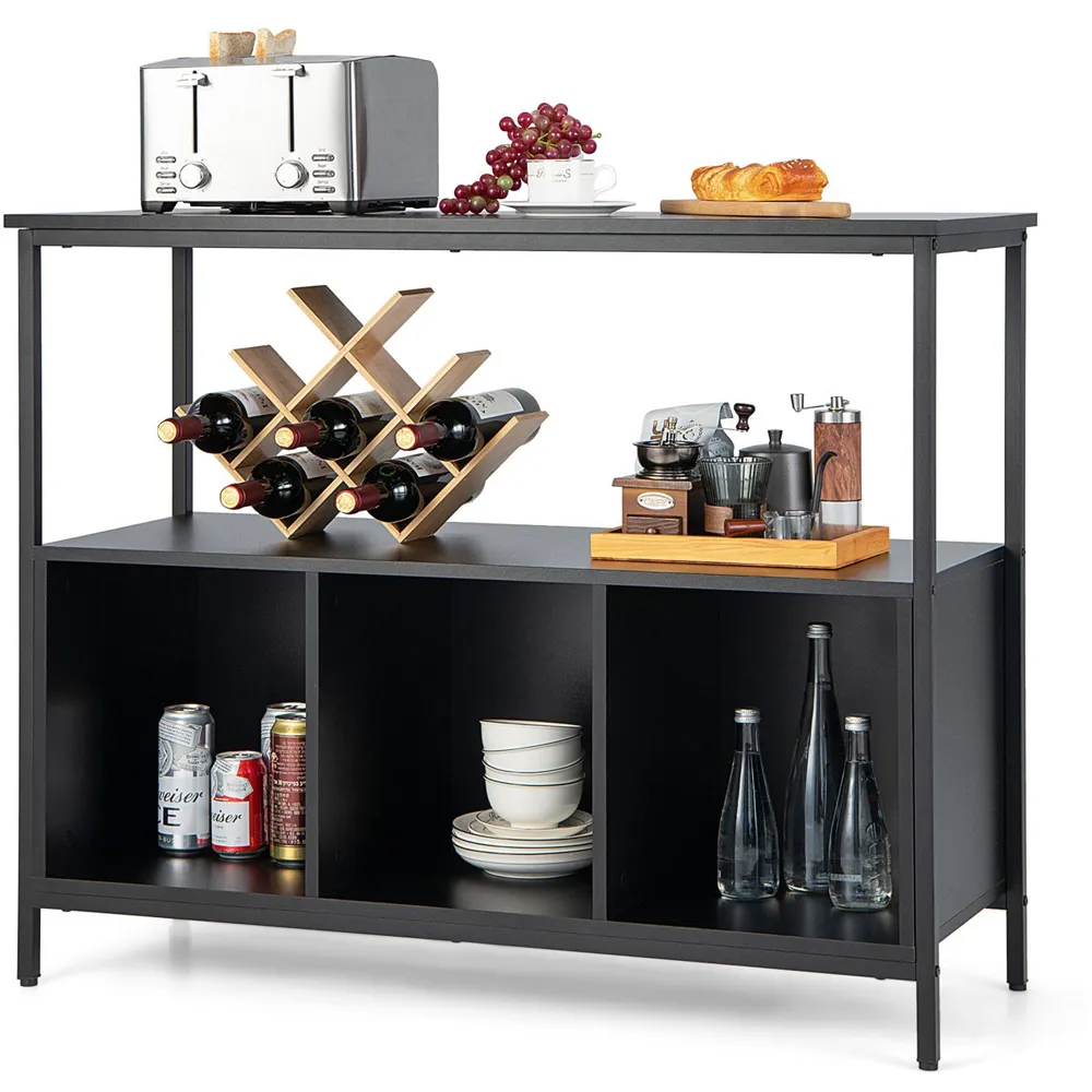 4 Shelf Sideboard with Storage - Black, Steel