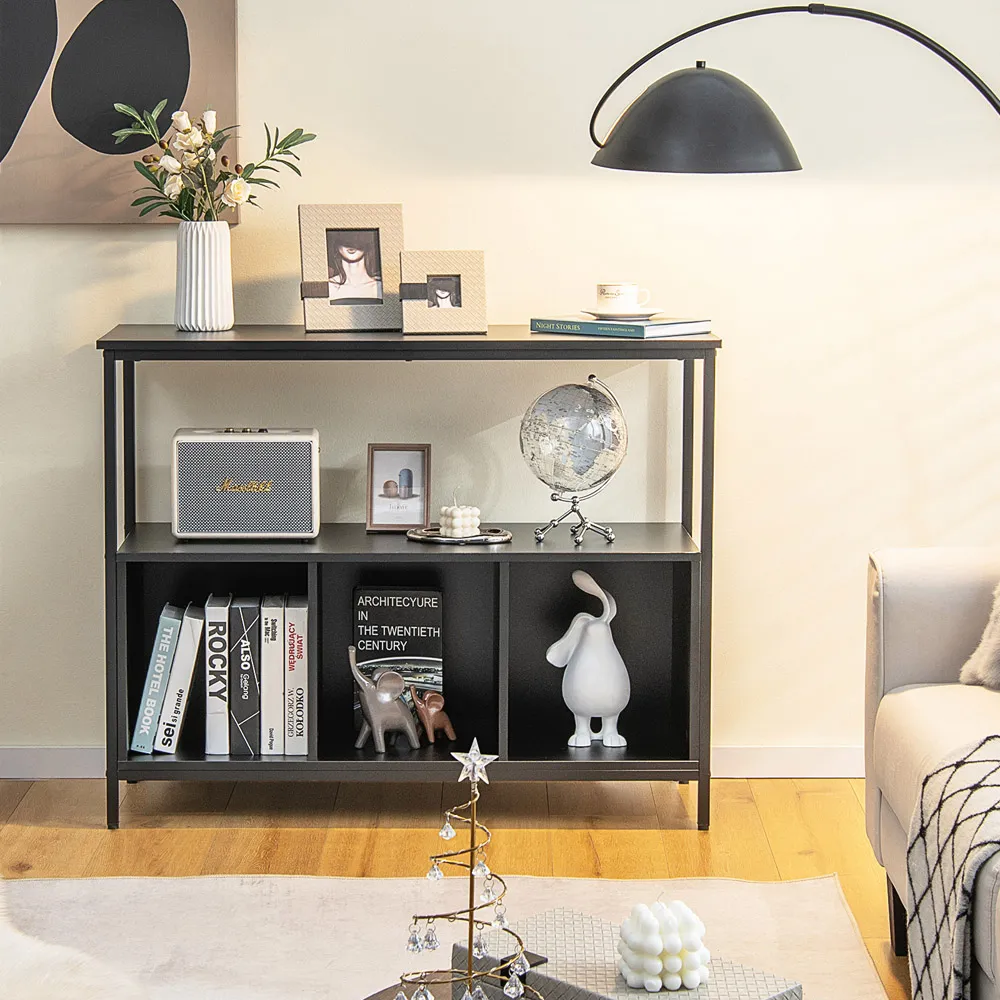 4 Shelf Sideboard with Storage - Black, Steel