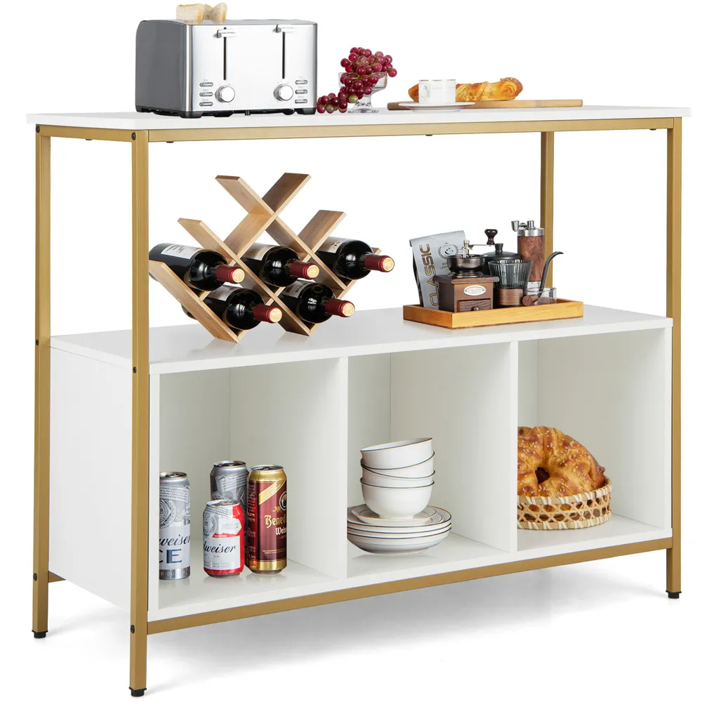 4 Shelf Sideboard with Storage - White, Steel