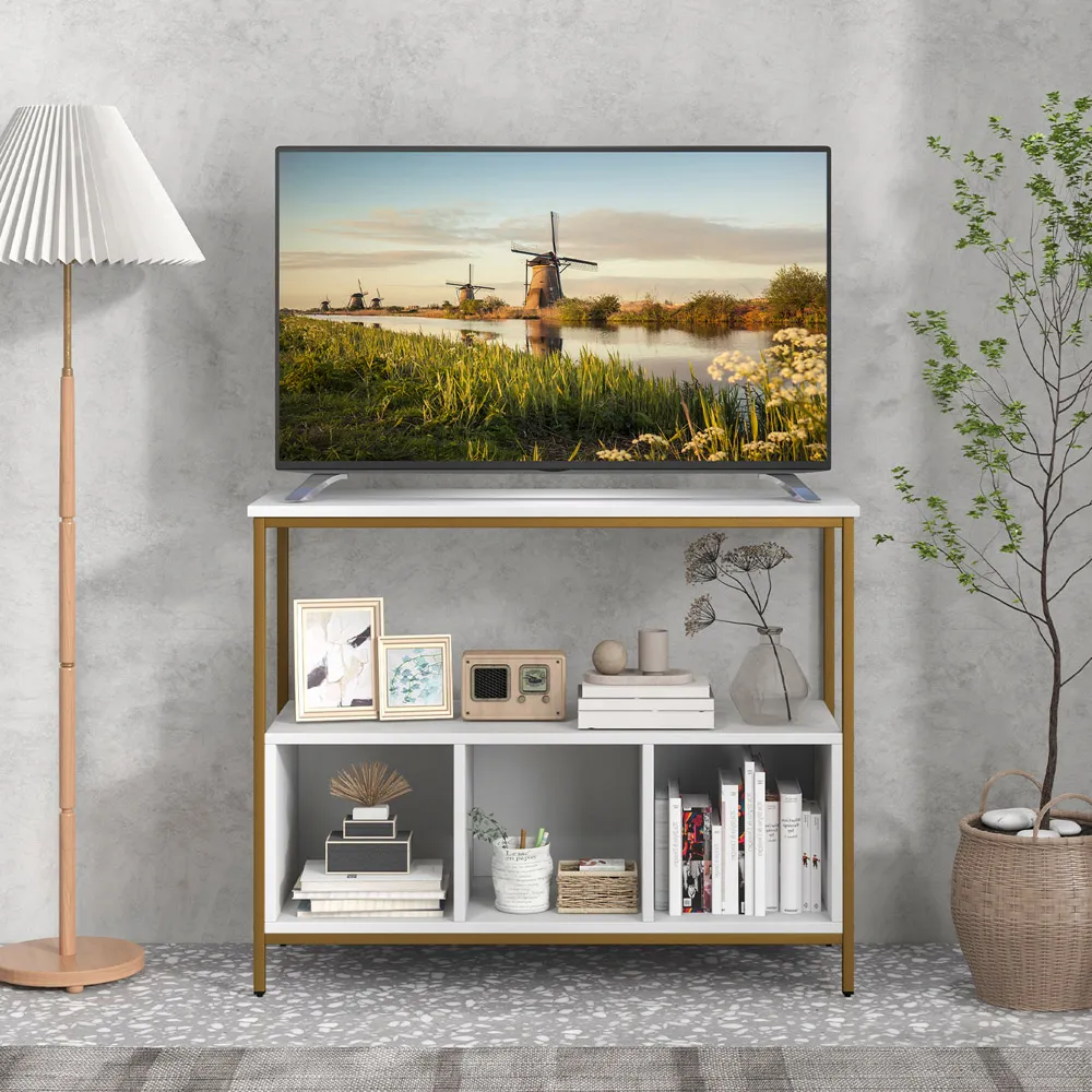 4 Shelf Sideboard with Storage - White, Steel