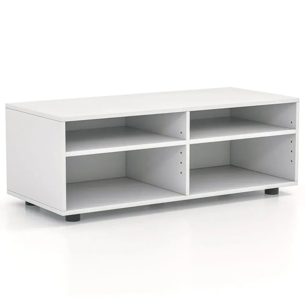 4 Shelf TV Stand with Storage - White