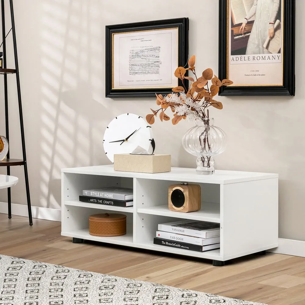 4 Shelf TV Stand with Storage - White
