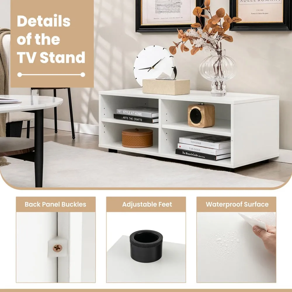 4 Shelf TV Stand with Storage - White