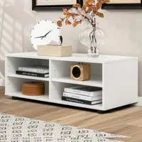 4 Shelf TV Stand with Storage - White