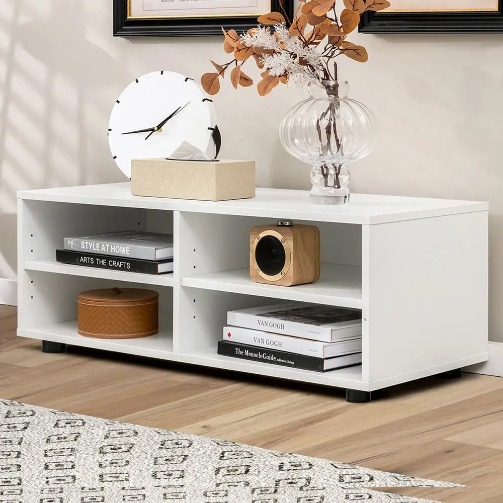4 Shelf TV Stand with Storage - White image