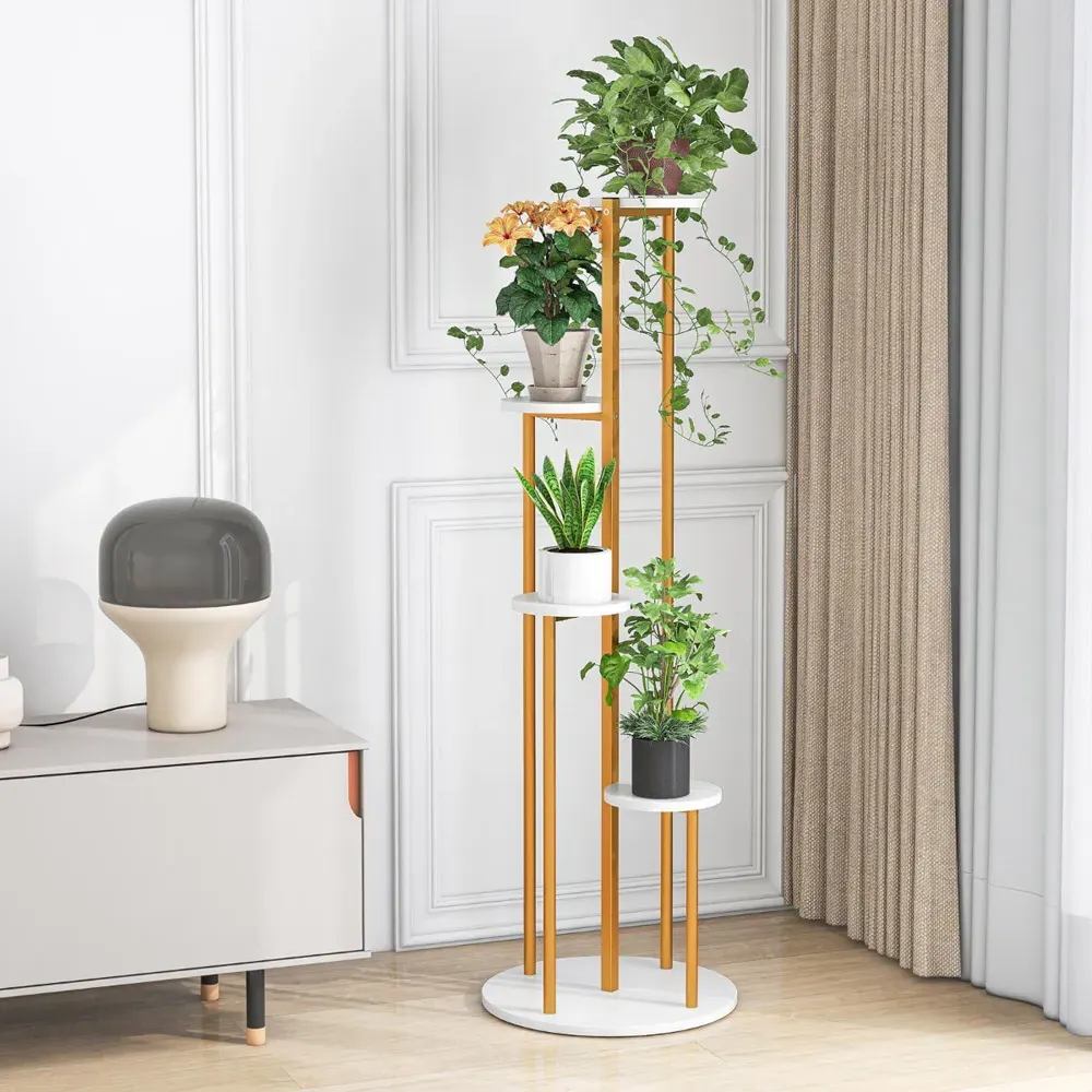 4 Tier Corner Plant Stand - White, Metal