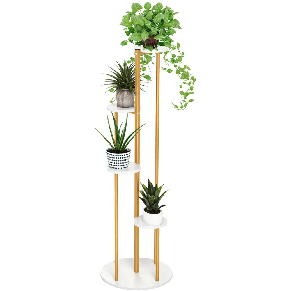 4 Tier Corner Plant Stand - White, Metal