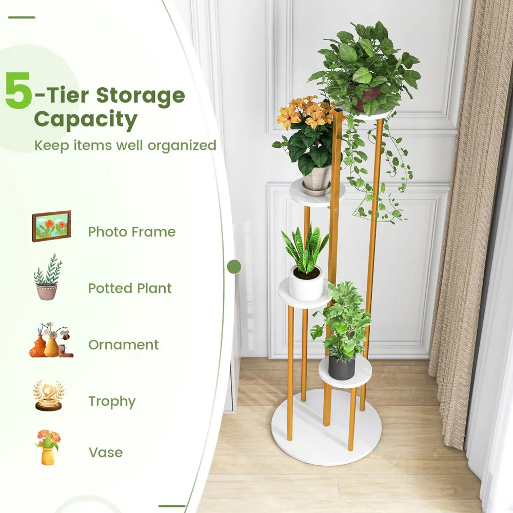 4 Tier Corner Plant Stand - White, Metal