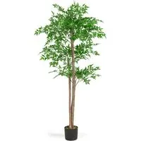 4.9ft Bamboo Tree Artificial Plant In Pot - Green