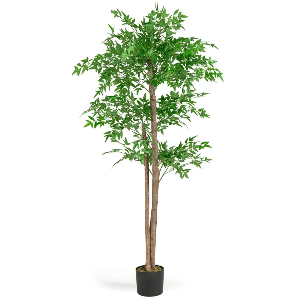4.9ft Bamboo Tree Artificial Plant In Pot - Green image
