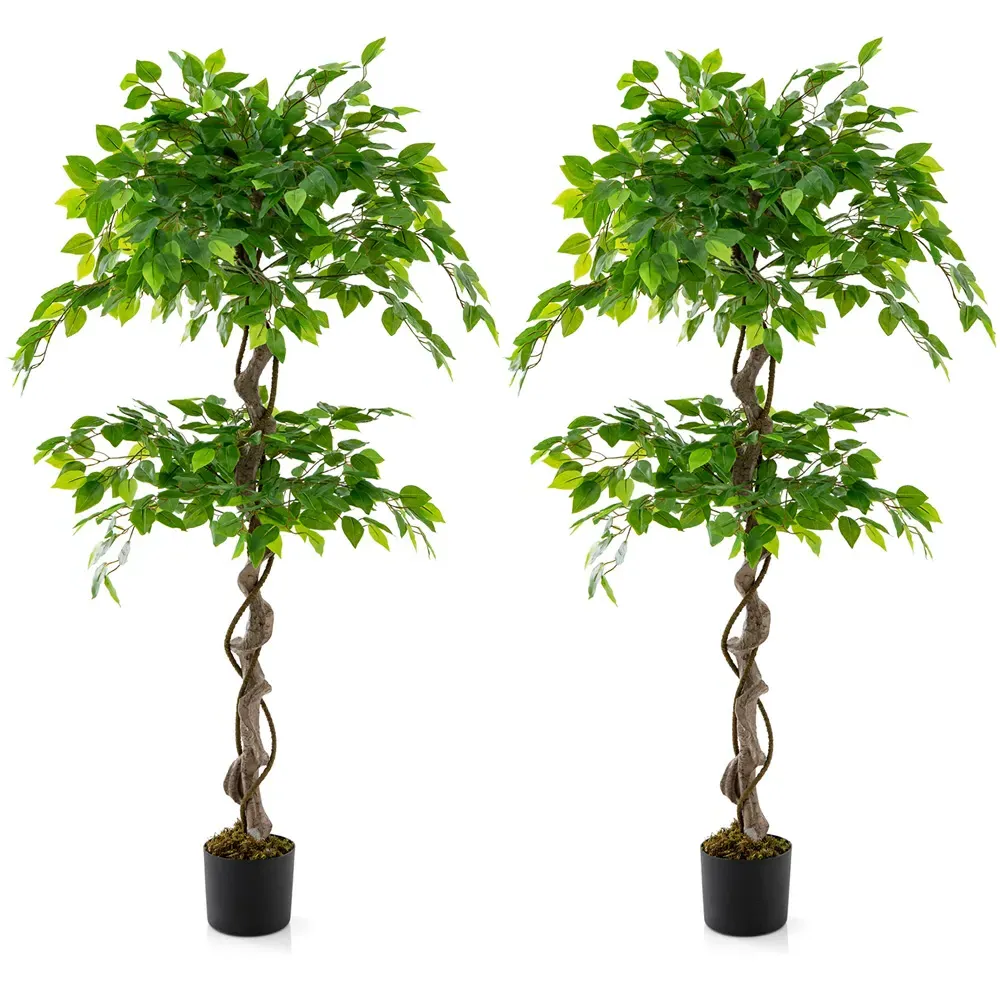 4.9ft Ficus Tree Artificial Plant in Pot - Green