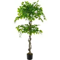 4.9ft Ficus Tree Artificial Plant in Pot - Green