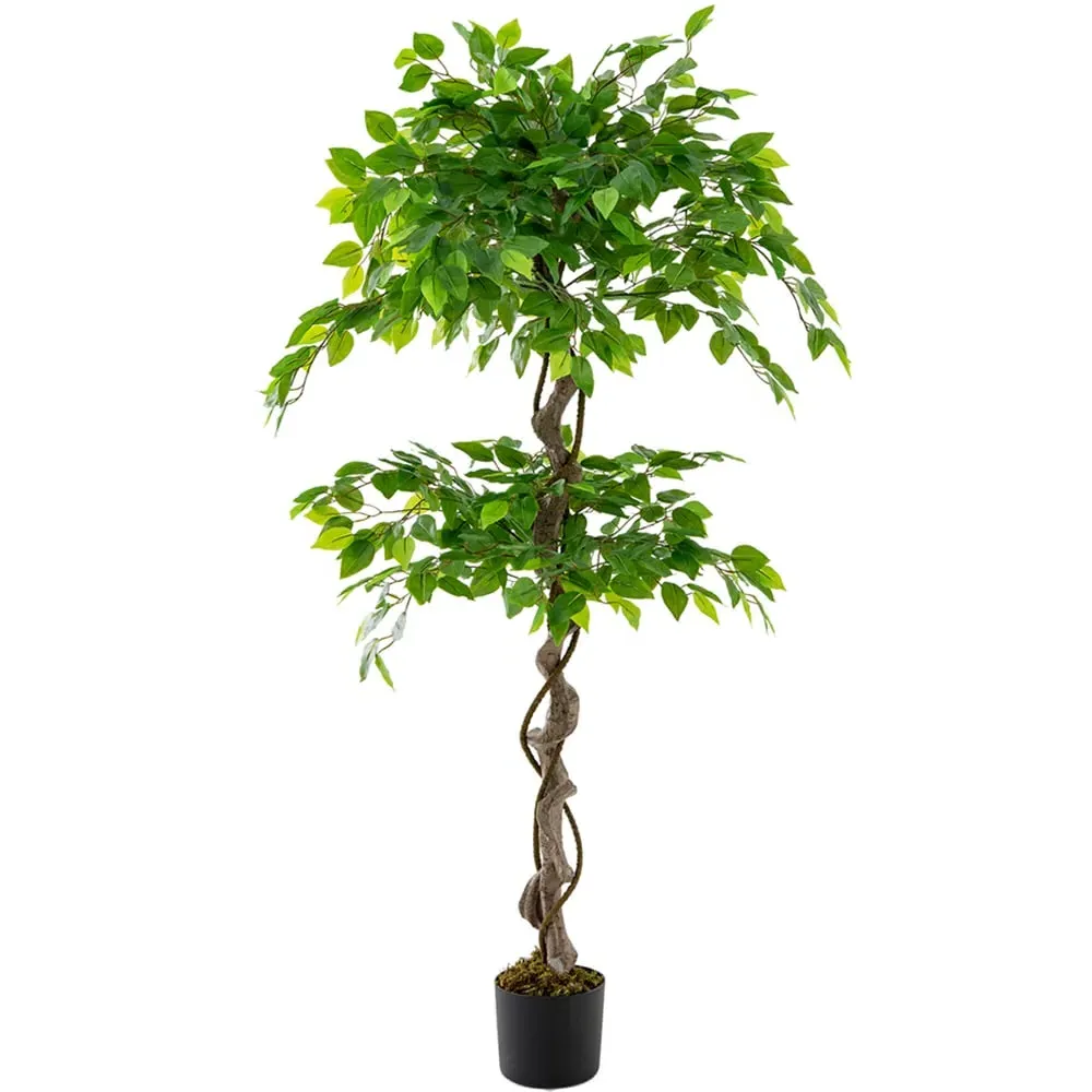4.9ft Ficus Tree Artificial Plant in Pot - Green