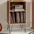 5 Compartment Record Player Stand with Charging Station - Walnut