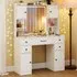 5 Drawer 2 Door Makeup Table with LED Mirror - White