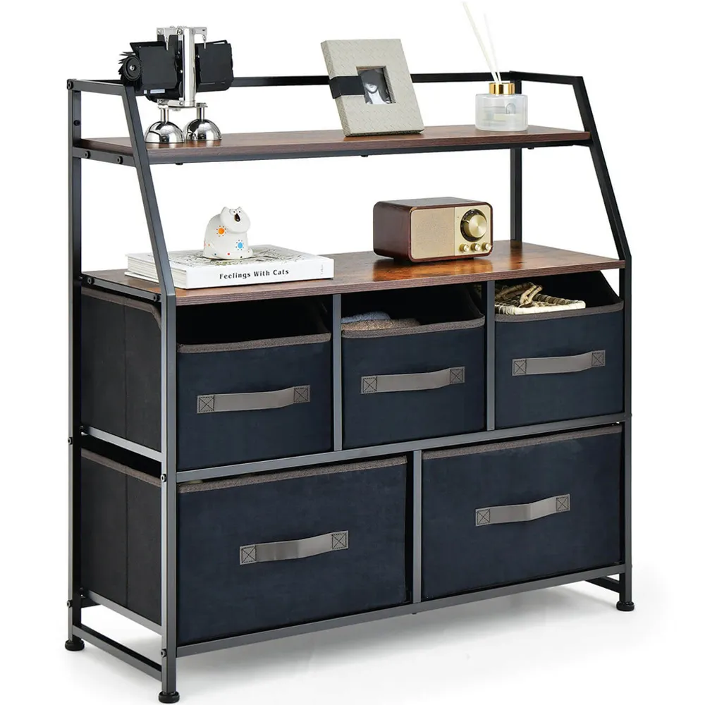 5 Drawer 2 Shelf Storage Unit - Brown, Fabric