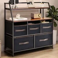 5 Drawer 2 Shelf Storage Unit - Brown, Fabric