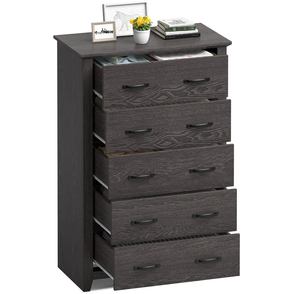 5 Drawer Chest of Drawers - Grey, MDF