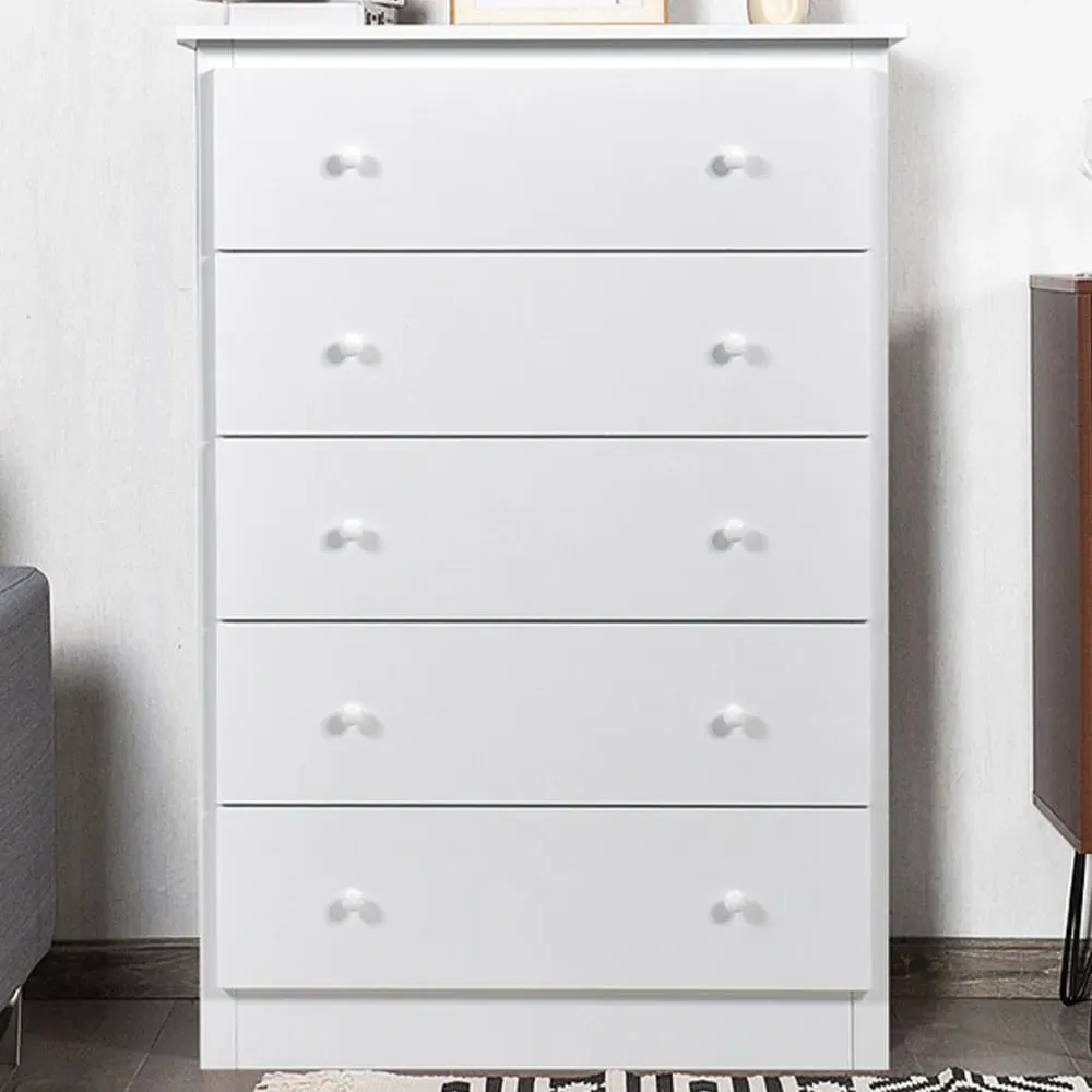 5 Drawer Chest of Drawers - White
