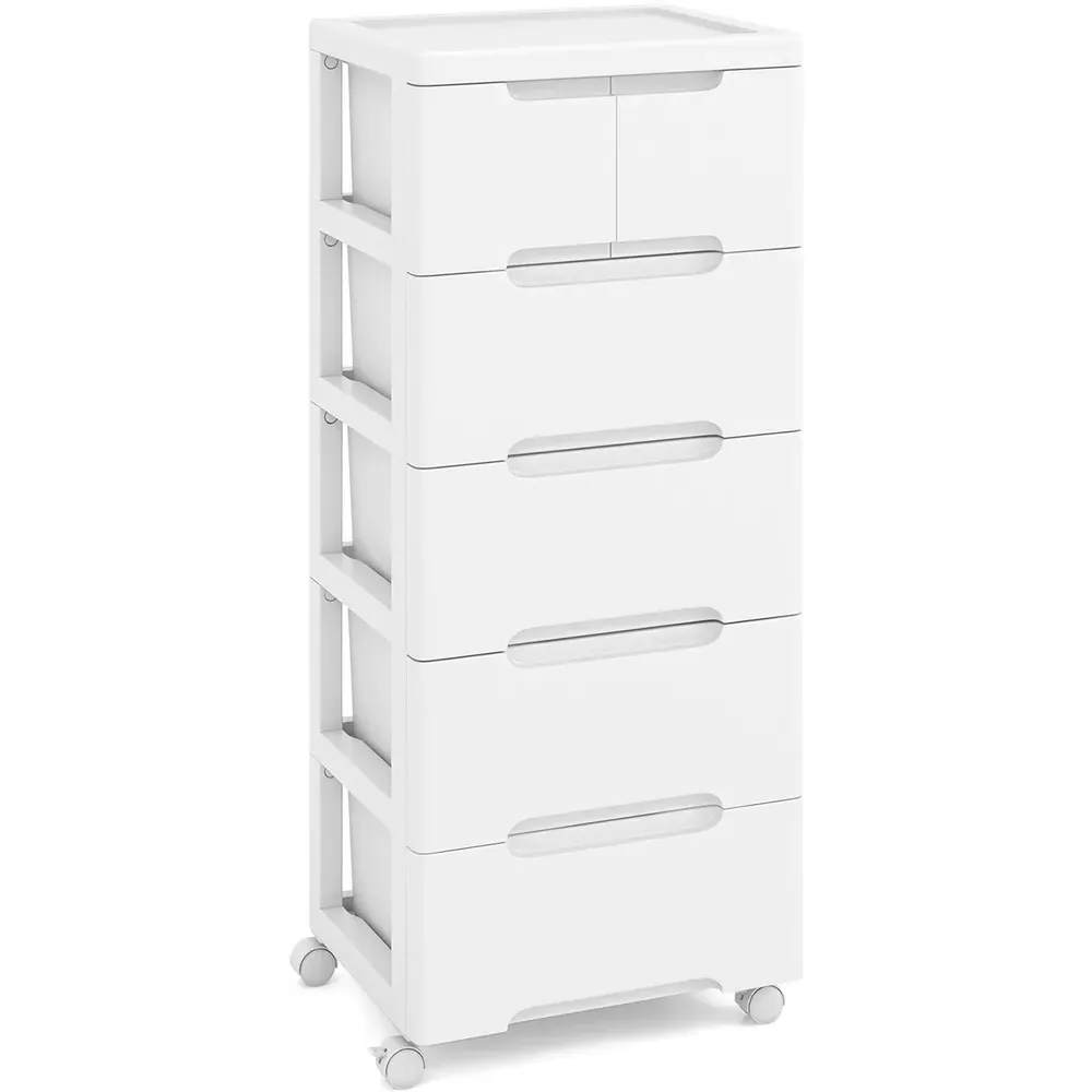 5 Drawer Vertical Rolling Storage Cabinet - White