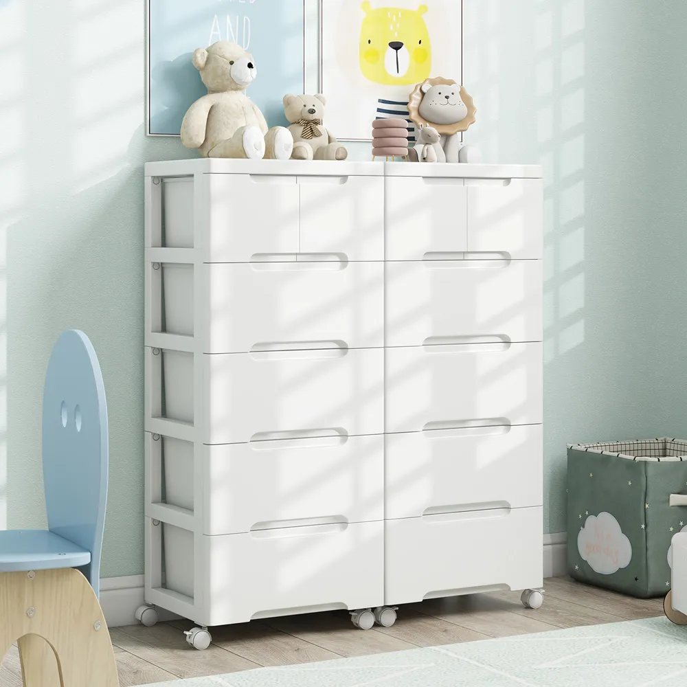 5 Drawer Vertical Rolling Storage Cabinet - White