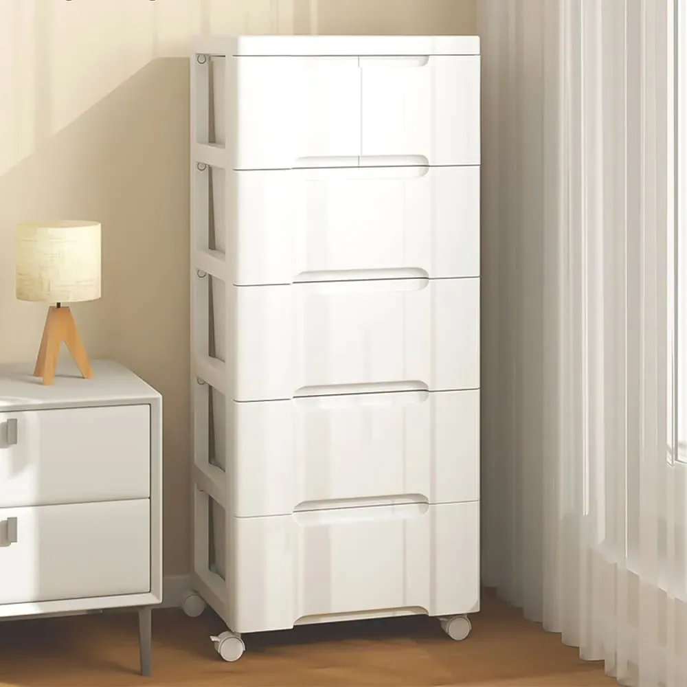 5 Drawer Vertical Rolling Storage Cabinet - White