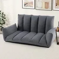 5 Position Adjustable Floor Sofa with Arms - Grey