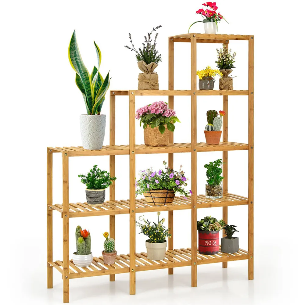 5 Tier Bamboo Plant Stand - Cream, Bamboo