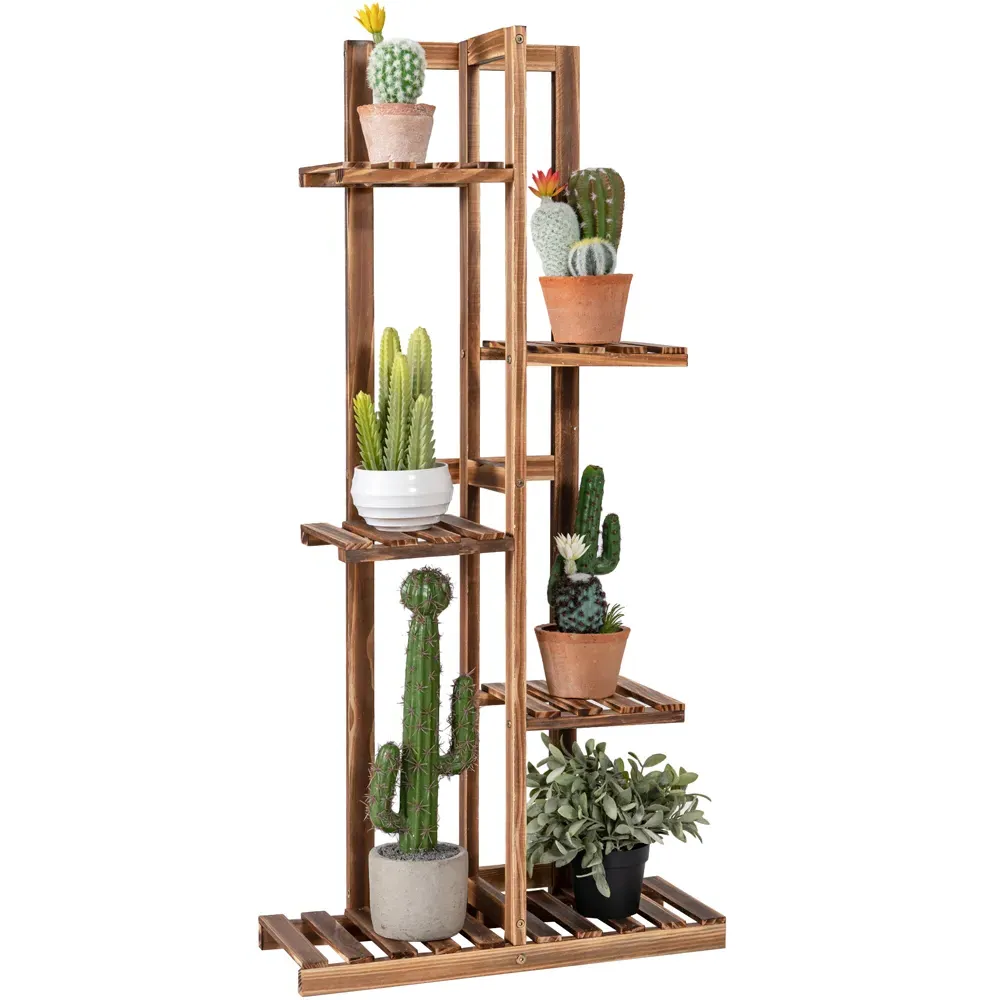 5 Tier Wooden Plant Stand - Multi, Pine Wood