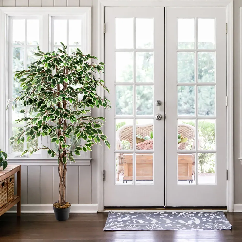 5.2ft Ficus Tree Artificial Plant in Pot - Green