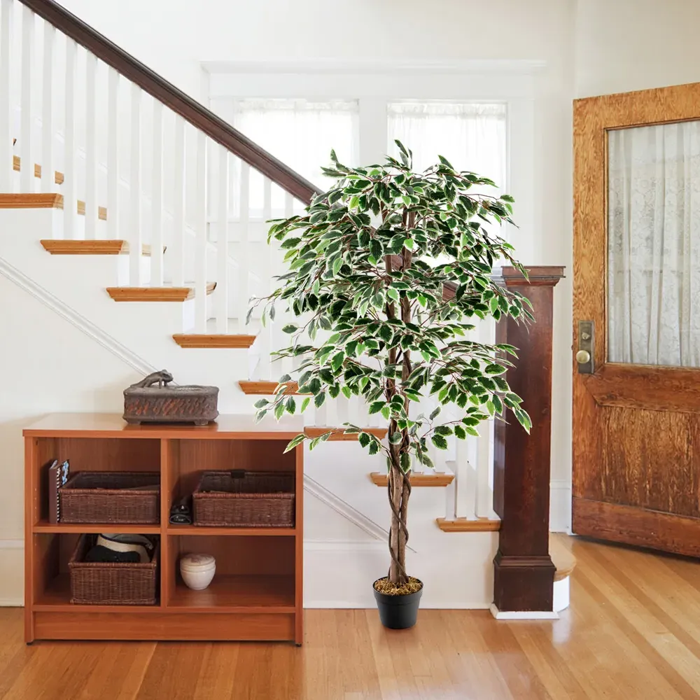 5.2ft Ficus Tree Artificial Plant in Pot - Green
