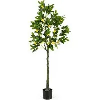 5.2ft Lemon Tree Artificial Plant in Pot - Green
