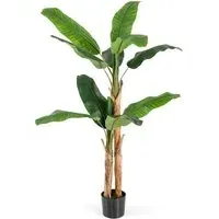 5.4ft Banana Tree Artificial Plant in Pot - Green
