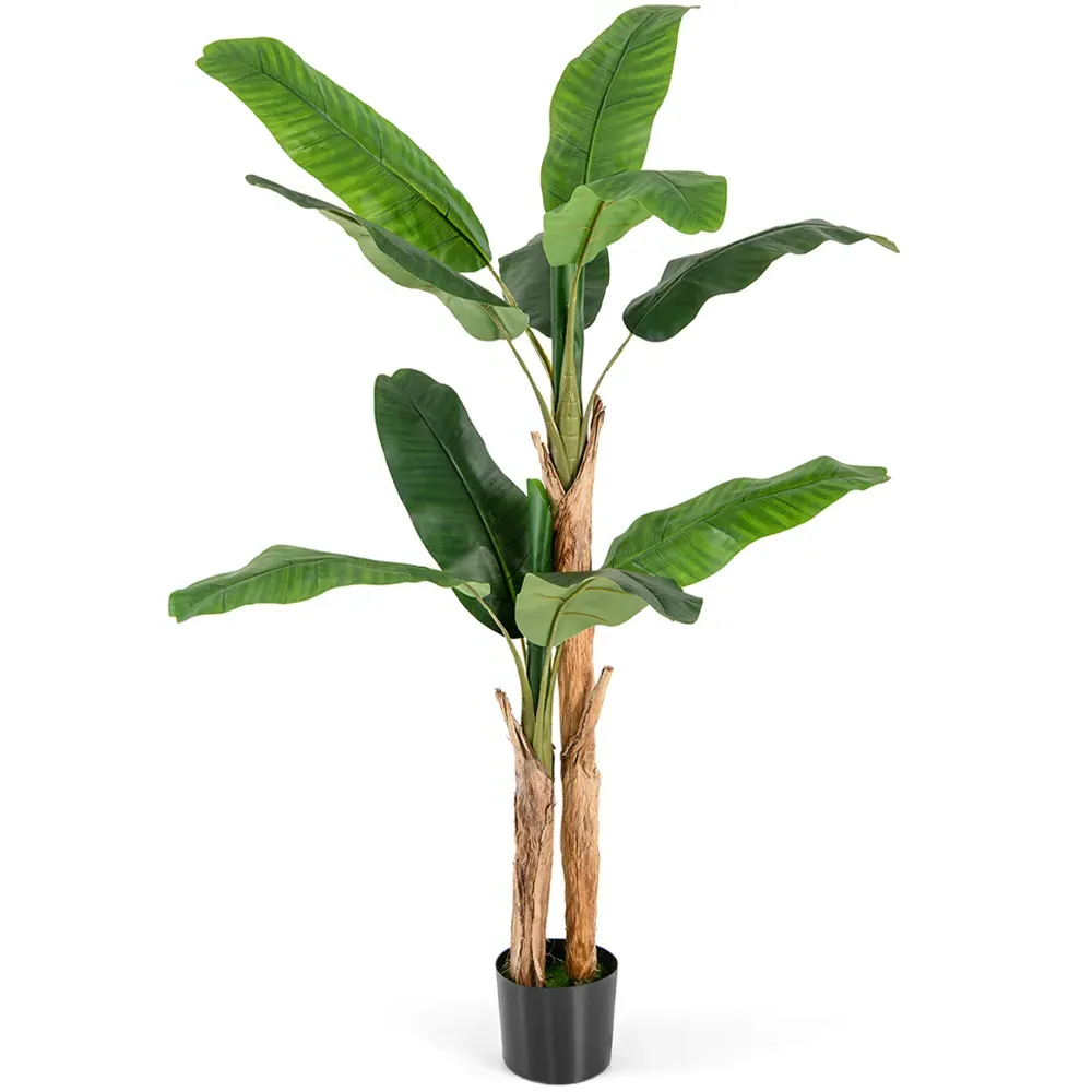 5.4ft Banana Tree Artificial Plant in Pot - Green image