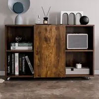 6 Cube Rolling Cabinet with Door - Brown, Wood
