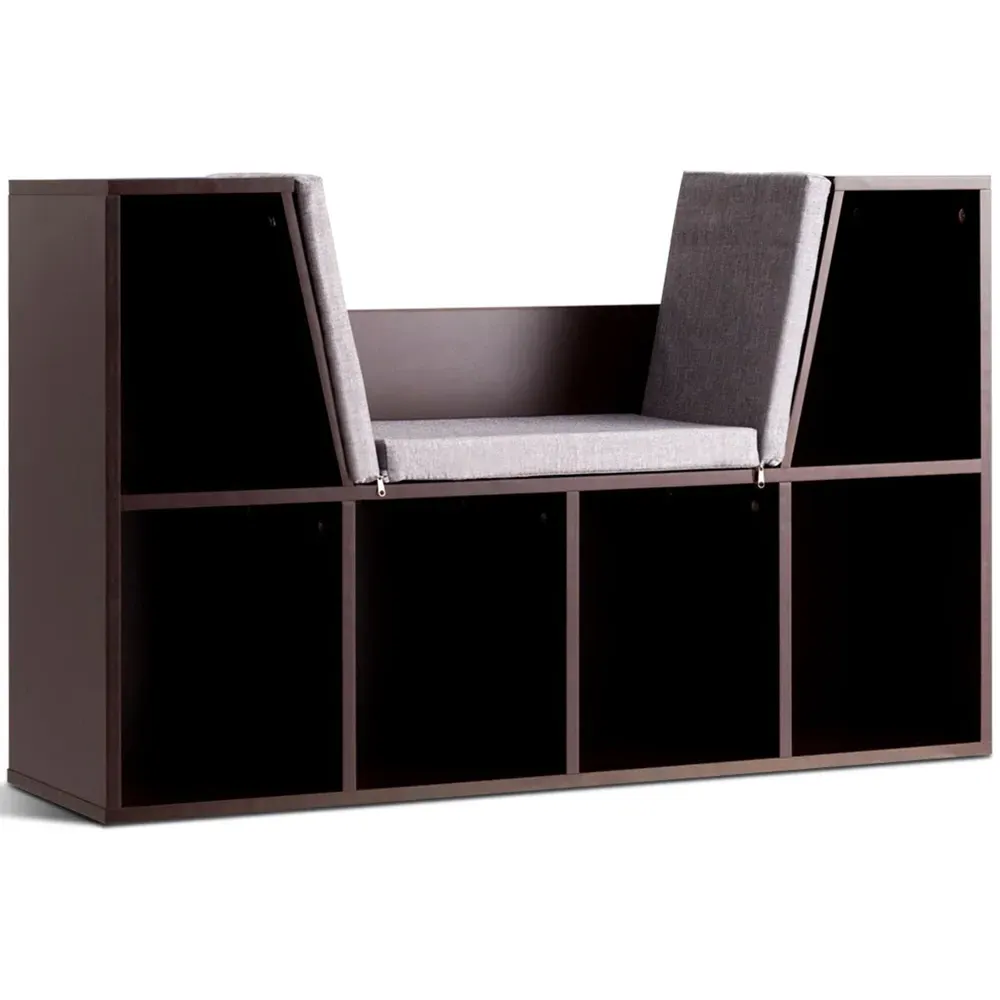 6 Cube Storage Cabinet with Seat Cushion - Dark Brown