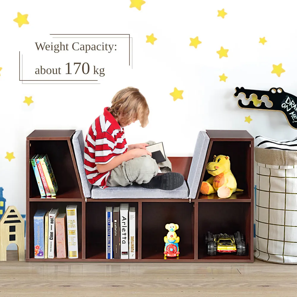 6 Cube Storage Cabinet with Seat Cushion - Dark Brown