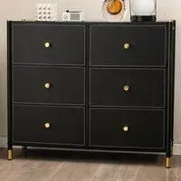 6 Drawer Chest of Drawers with Metal Frame - Black