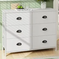 6 Drawer Chest of Drawers with Metal Frame - White