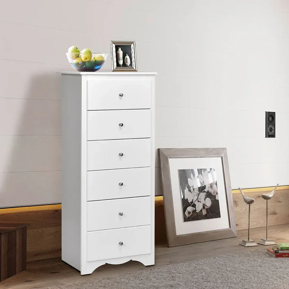 6 Drawer Freestanding Cabinet - White