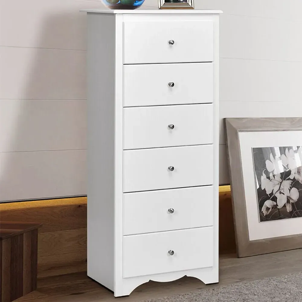 6 Drawer Freestanding Cabinet - White