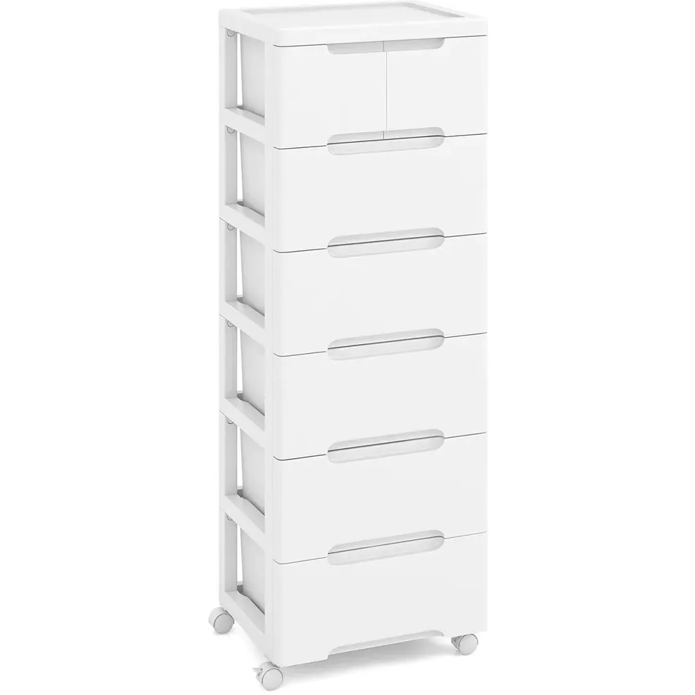 6 Drawer Vertical Rolling Storage Cabinet - White
