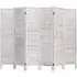 6 Panel Hinged Folding Room Divider - White, Paulownia Wood