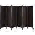 6 Panel Room Divider on Wheels - Brown