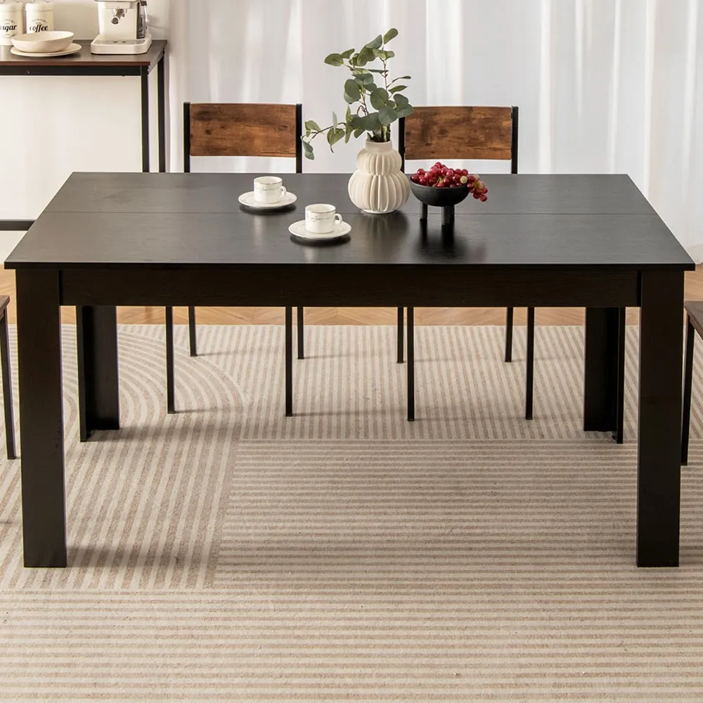 6 Seater Rectangular Dining Table - Black image