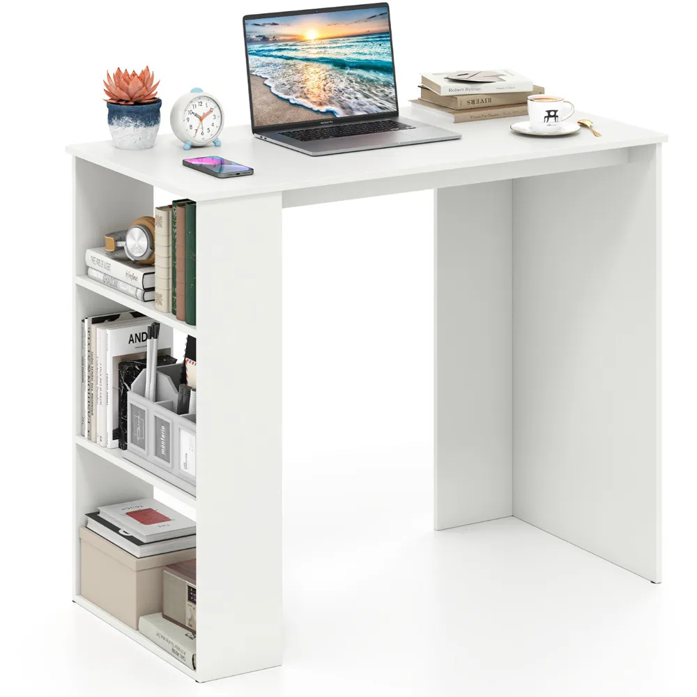 6 Shelf Computer Desk - White